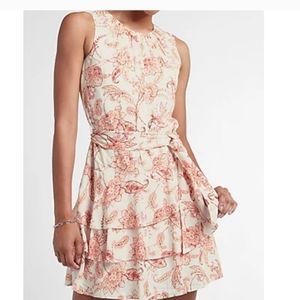Express Printed Mini Ruffle Dress
